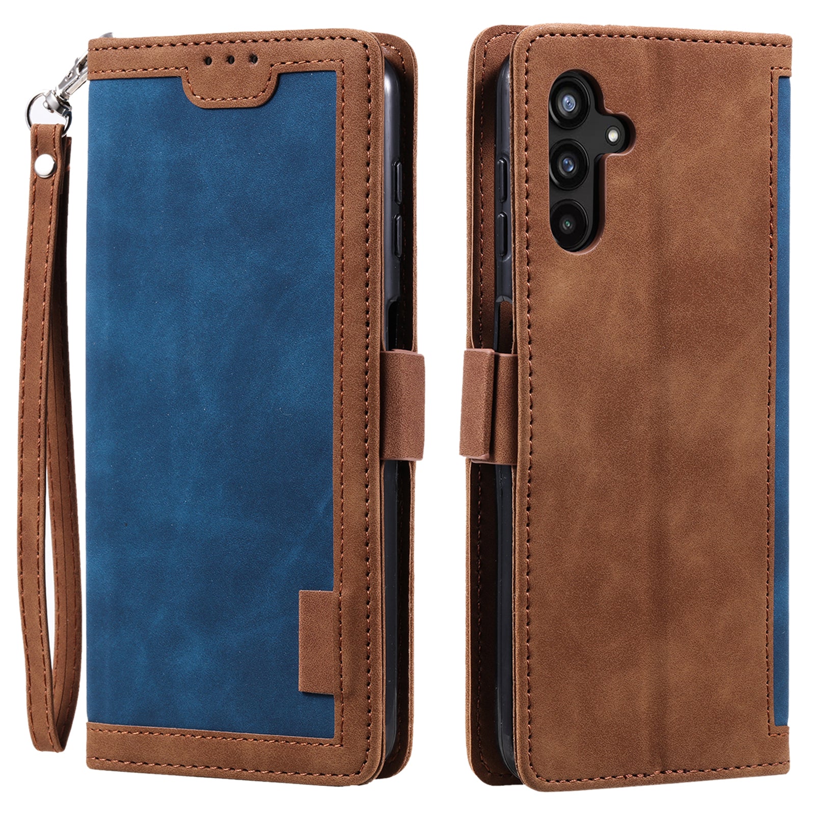 For Samsung Galaxy A34 5G Retro Color Splicing PU Leather Phone Case Flip Stand Wallet Cover with Strap For Samsung Galaxy A34 5G Retro Color Splicing PU Leather Phone Case Flip Stand Wallet Cover with Strap